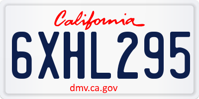 CA license plate 6XHL295