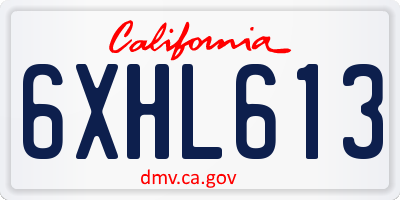 CA license plate 6XHL613