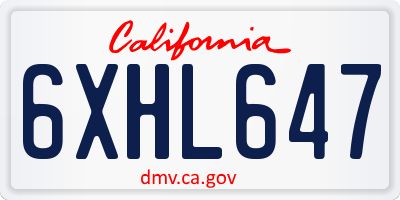 CA license plate 6XHL647