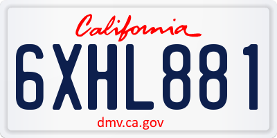 CA license plate 6XHL881