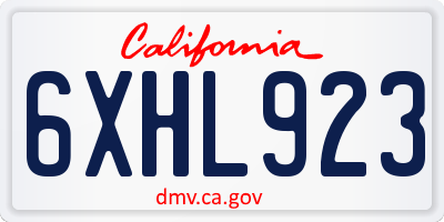 CA license plate 6XHL923