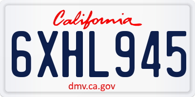 CA license plate 6XHL945
