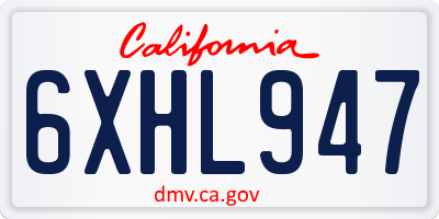 CA license plate 6XHL947