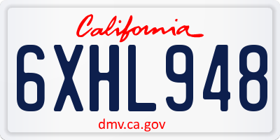 CA license plate 6XHL948