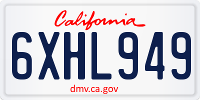 CA license plate 6XHL949