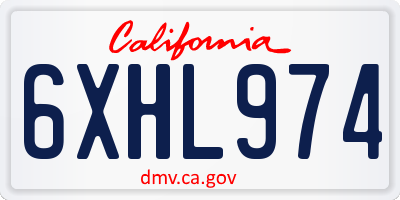 CA license plate 6XHL974