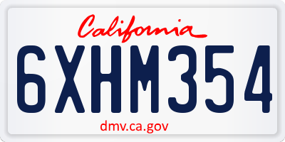 CA license plate 6XHM354