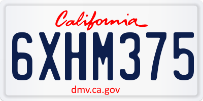 CA license plate 6XHM375