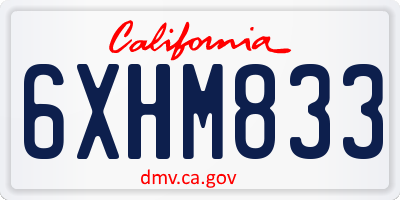 CA license plate 6XHM833