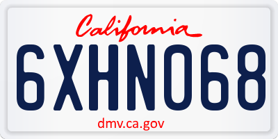 CA license plate 6XHN068
