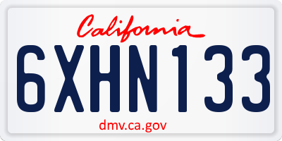 CA license plate 6XHN133