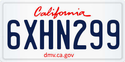 CA license plate 6XHN299
