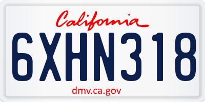 CA license plate 6XHN318