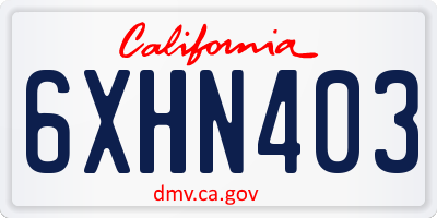 CA license plate 6XHN403