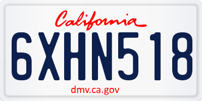 CA license plate 6XHN518