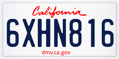 CA license plate 6XHN816