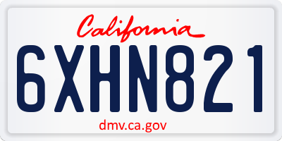 CA license plate 6XHN821