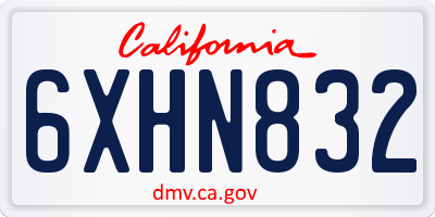 CA license plate 6XHN832
