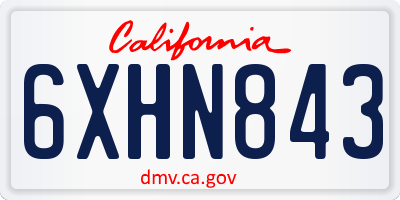 CA license plate 6XHN843