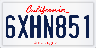 CA license plate 6XHN851
