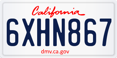 CA license plate 6XHN867