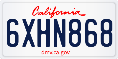 CA license plate 6XHN868