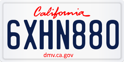 CA license plate 6XHN880