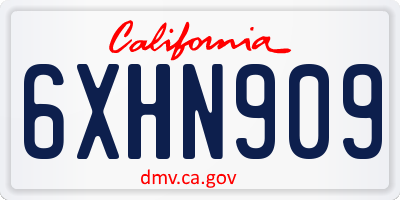 CA license plate 6XHN909