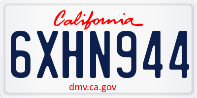 CA license plate 6XHN944