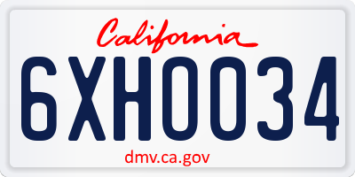 CA license plate 6XHO034