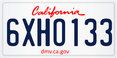 CA license plate 6XHO133