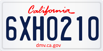 CA license plate 6XHO210
