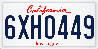 CA license plate 6XHO449