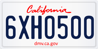 CA license plate 6XHO500