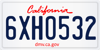 CA license plate 6XHO532