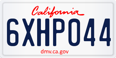 CA license plate 6XHP044