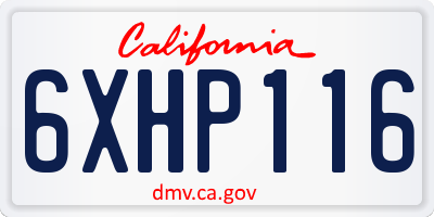CA license plate 6XHP116