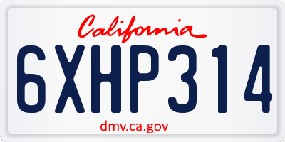 CA license plate 6XHP314