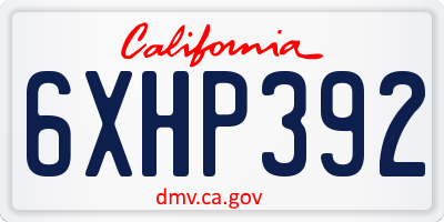CA license plate 6XHP392