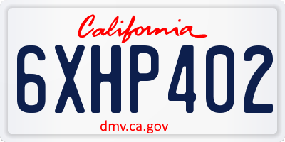 CA license plate 6XHP402