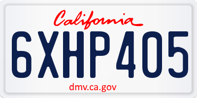 CA license plate 6XHP405
