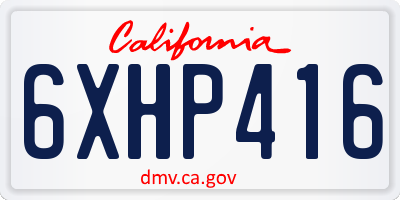 CA license plate 6XHP416