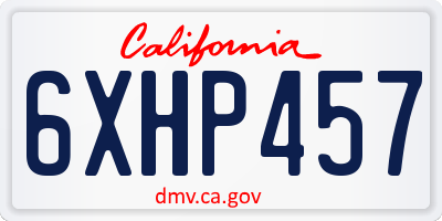 CA license plate 6XHP457