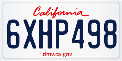 CA license plate 6XHP498