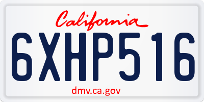 CA license plate 6XHP516