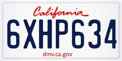 CA license plate 6XHP634