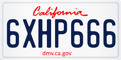 CA license plate 6XHP666