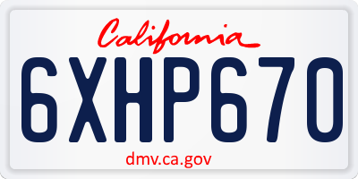 CA license plate 6XHP670