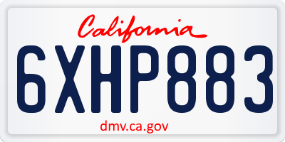CA license plate 6XHP883