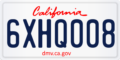 CA license plate 6XHQ008